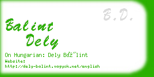 balint dely business card